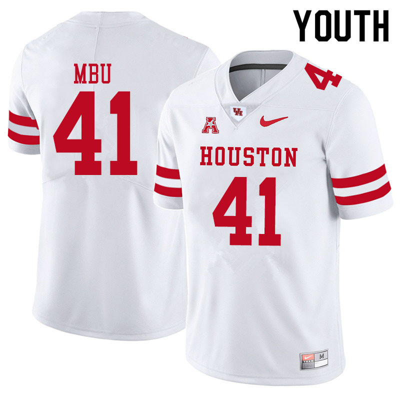 Youth #41 Bradley Mbu Houston Cougars College Football Jerseys Sale-White - Click Image to Close